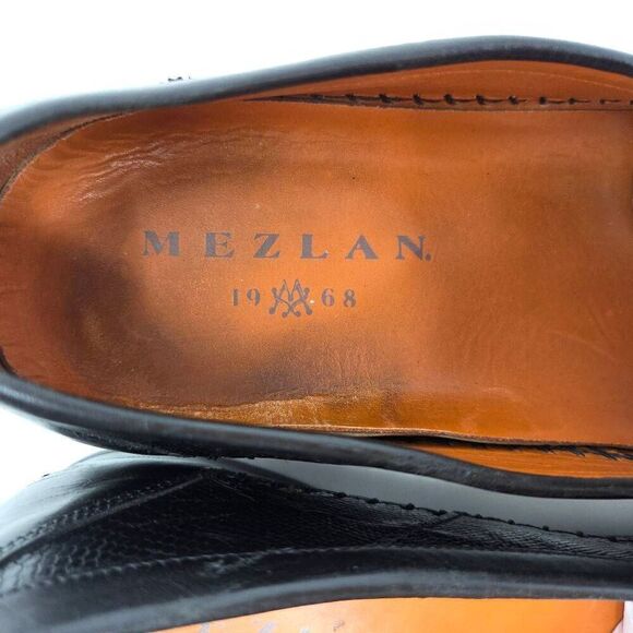 MEZLAN 1968 GENUINE LIZARD BLACK LEATHER STRAP BIT LOAFER MENS 10 M 6987 main image 4